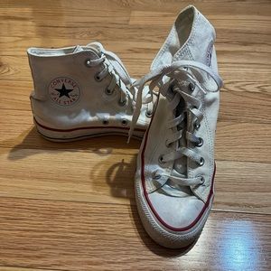 White Converse All Stars High Tops -  Women’s Size 8
